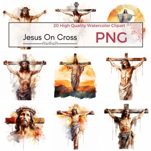 Jesus On Cross Clipart, high quality png catholic sublimation religious Jesus Christ Watercolor clipart, Card making, Instant download