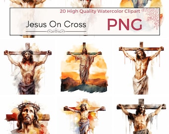 Jesus On Cross Clipart, high quality png catholic sublimation religious Jesus Christ Watercolor clipart, Card making, Instant download