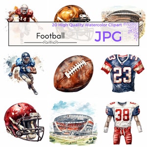 Watercolor Football Clipart, high quality jpg nfl clipart sports clipart kids printables Scrapbooking, Commercial Use, Digital download