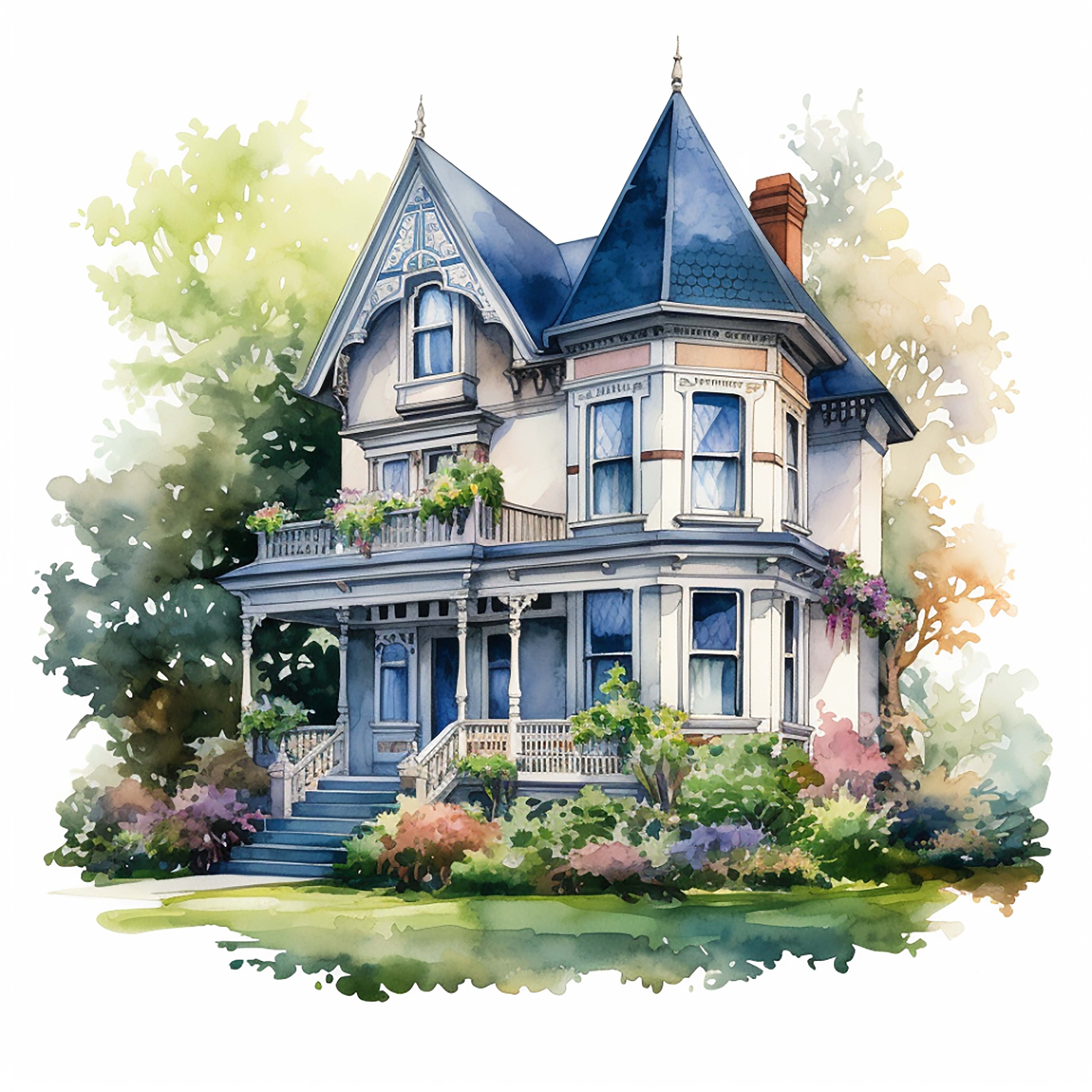 Victorian House Clipart High Quality Png Victorian Clipart - Etsy