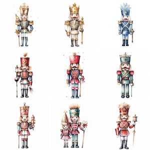 Arquivos PNG de clipart de quebra-nozes de Natal em aquarela, arte de parede de gráficos de clipart de natal, imprimíveis, download instantâneo, diário de criação de cartões de inverno