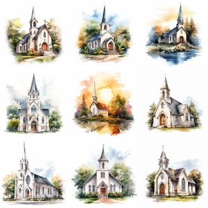 Watercolor Church Clipart, high quality png, christian clipart, religious clip art, catholic wall art, Prints, Sublimation, instant download