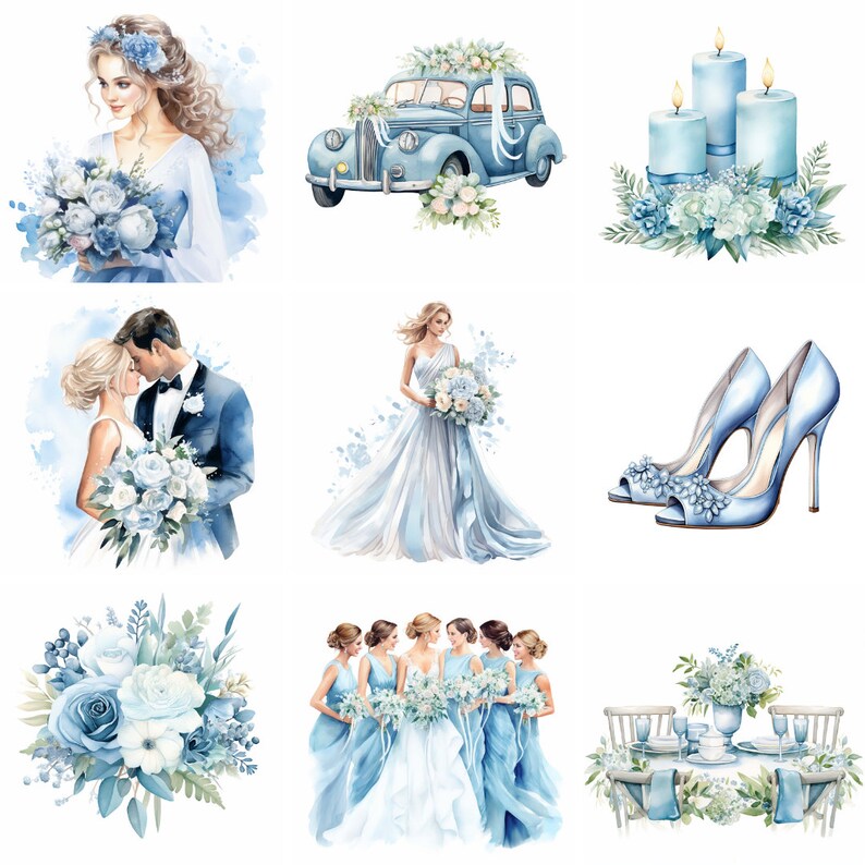 Blue Wedding Day Clipart High Quality Png Wedding Printables - Etsy