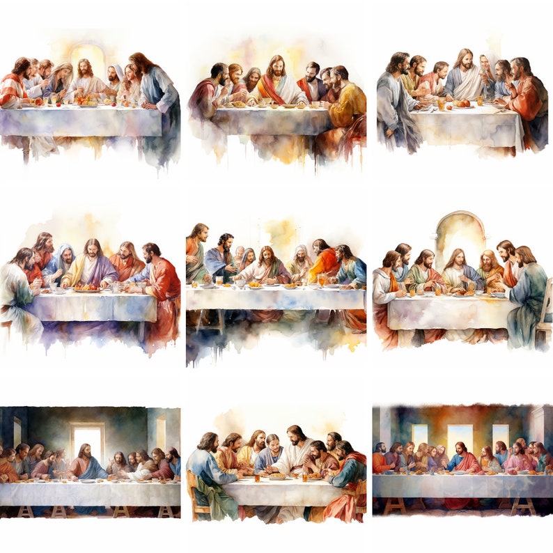 Watercolor the Last Supper Clipart High Quality Png - Etsy