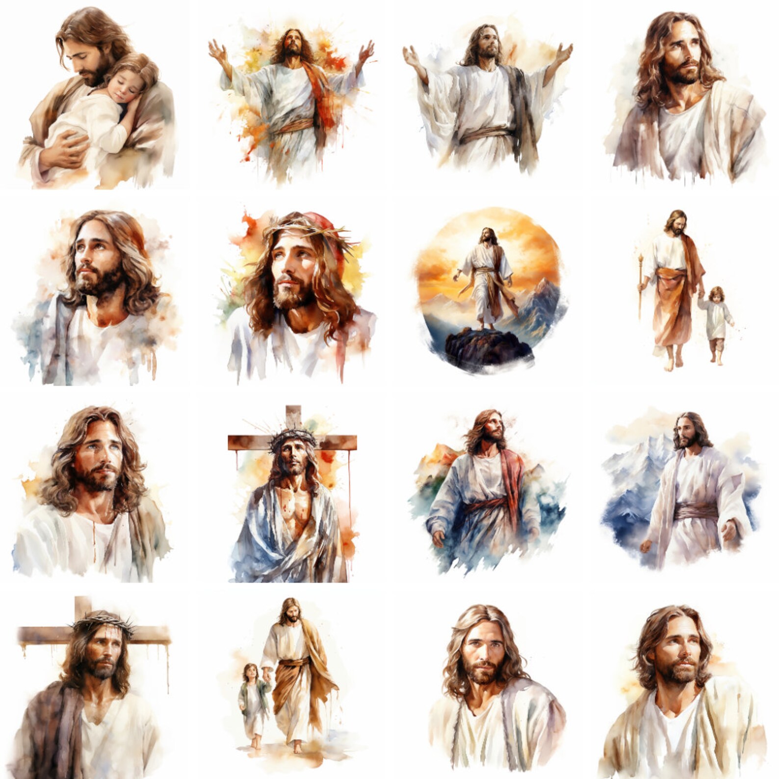 Watercolor Jesus Christ Clipart High Quality Png Christian - Etsy
