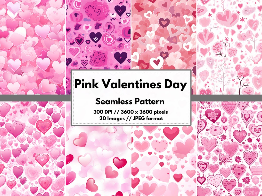Pink Valentines Day Digital Paper, High Quality JPG, Valentines ...