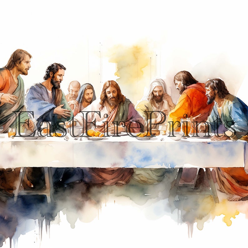Watercolor the Last Supper Clipart High Quality Png Etsy
