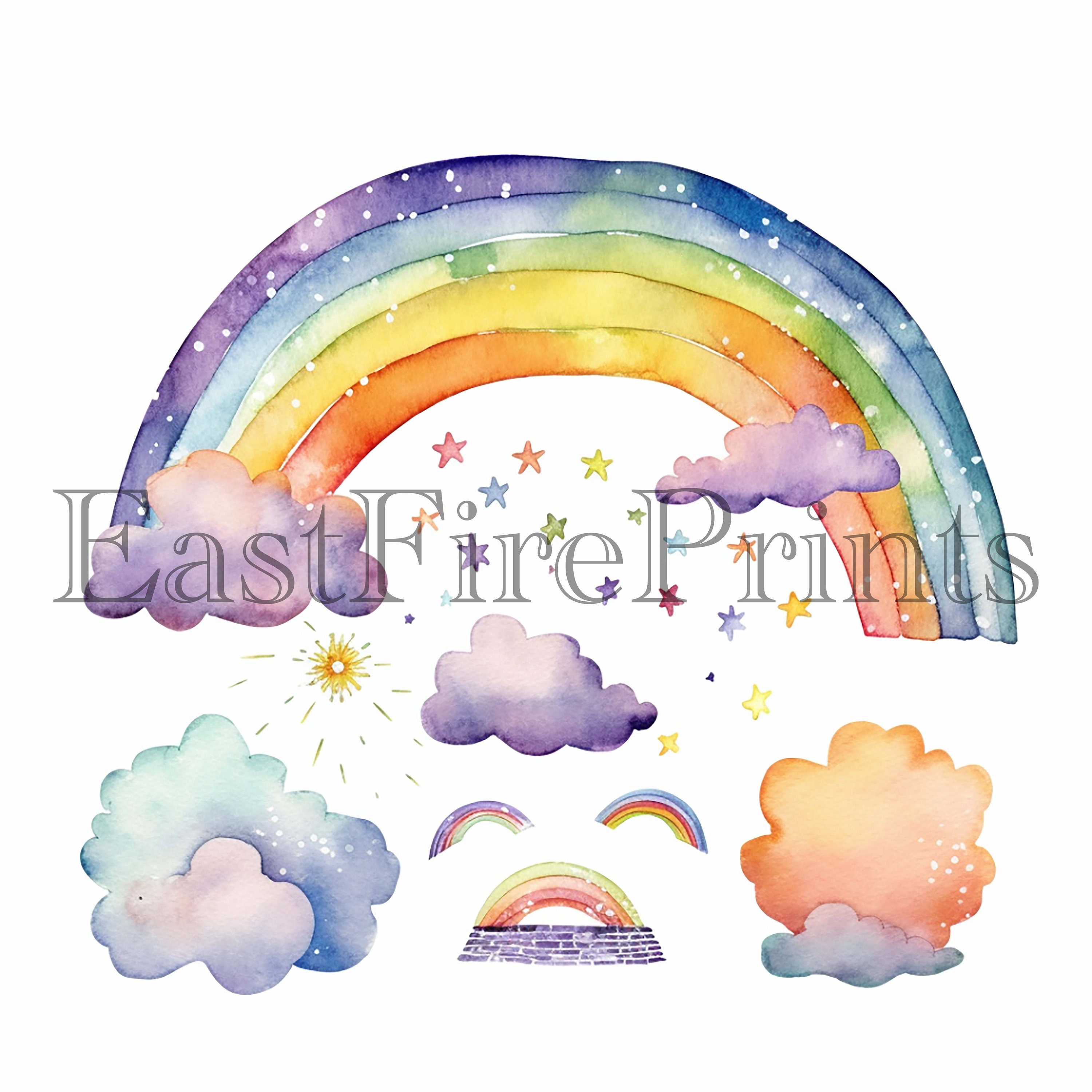 20 Watercolor Rainbow Clipart PNG Baby Shower Digital - Etsy