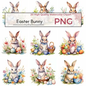 Easter Bunny Clipart, High Quality PNG, Cute Easter Clipart, Spring Clipart, Bunny Sublimation, Holiday PNG, Card making, Instant download