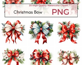 Christmas Bow Clipart, High Quality PNG, Christmas Clipart, Xmas Sublimation, Merry Christmas PNG, Scrapbooking Card making Instant download