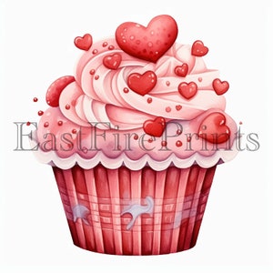 20 Valentine Dessert Printable, Watercolor Clipart, Cute Desserts, Love ...