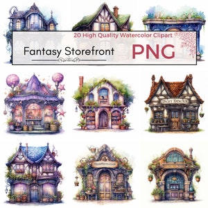 PNG Fantasy Storefront Clipart, fantasy art, fantasy png, magic art, storefront clipart, Watercolor clipart, card making, instant download