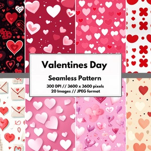 Valentines Day Digital Paper, High Quality JPG, Red Seamless Patter, Digital Pattern, Valentines Background, Digital Download Commercial Use