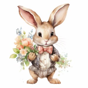 Vintage Easter Bunny Clipart, High Quality PNG, Easter PNG, Easter ...