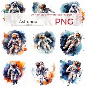 Astronaut Clipart, High Quality PNG cute space clipart nursery decor childrens printables Watercolor clipart, Card making, Instant download