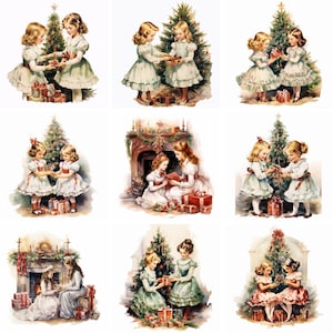Watercolor Victorian Christmas Clipart, high quality png, xmas Prints, winter graphics, cozy clip art, Sublimation, instant download
