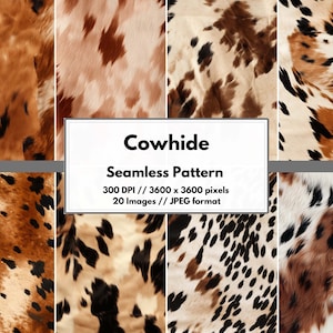 Watercolor Cowhide Digital Paper, High Quality JPG, Seamless Pattern Leather Texture, Western Background, Digital Patterns, Commercial Use