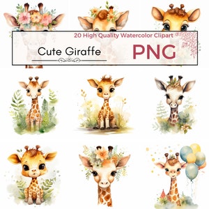 Niedliche Giraffe Clipart, hohe Qualität PNG, Giraffe PNG Baby Tier Clipart, Dschungel Tiere, Safari Kinderzimmer Dekor Aquarell, sofortiger download