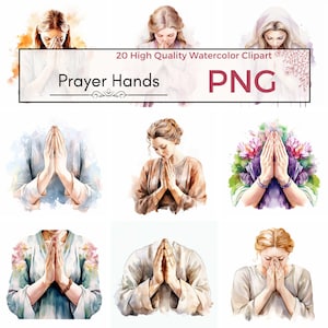 Prayer Hands Clipart, high quality png catholic clipart religious art printables graphics Watercolor clipart, Card making, Instant download
