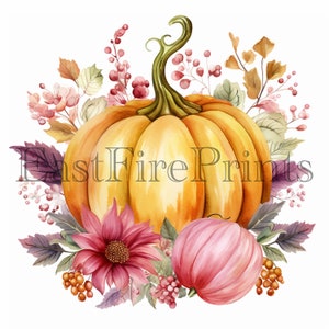 Watercolor Pink Pumpkin Clipart, High Quality Png, Fall, Autumn Clip ...