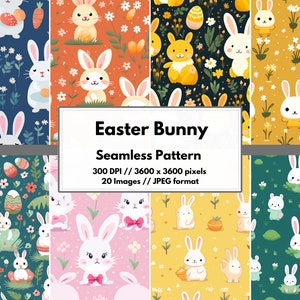 Easter Bunny Digital Paper, High Quality JPG, Digital Pattern, Spring Seamless Pattern, Easter Digital Paper, Scrapbooking, Digital Download