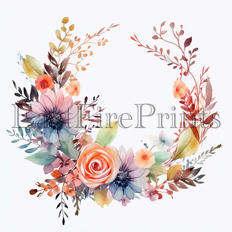 20 Watercolor Floral Wreath Clipart Set Wedding Clipart - Etsy