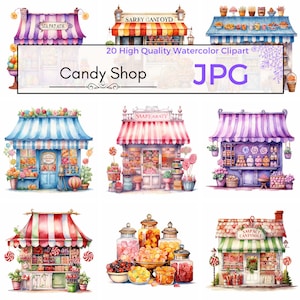 Watercolor Candy Shop Clipart, dessert clipart sweets clipart kids food printables candy decor Scrapbooking Commercial Use, digital download