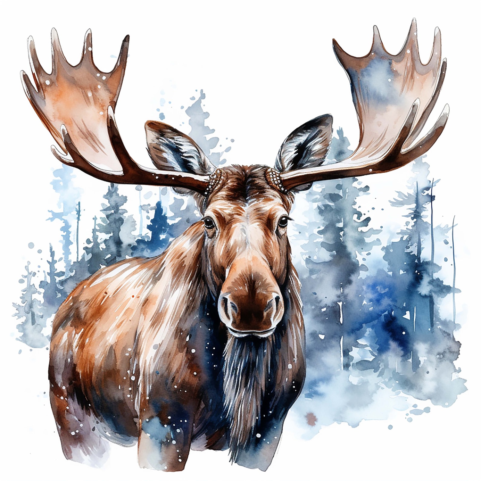 Watercolor Moose Clipart, High Quality PNG, Woodland Animals Clipart ...