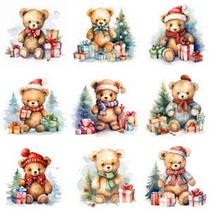20 Christmas Teddy Bear Clip art, high quality png, teddy bear sublimation, cute clipart Printables, journal, scrapbooking, digital download