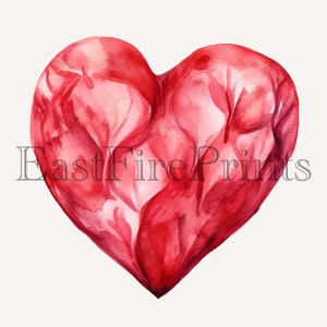 20 Red Heart Png, Watercolor Clipart, Love Wall Art, Valentines Day Png ...