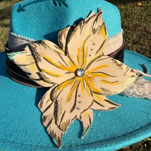 Seaside Yellow Leather Flower Custom Hat