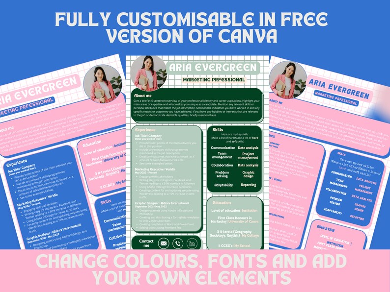 Canva Creative Cv/resume Template & Cover Letter Bundle Instant