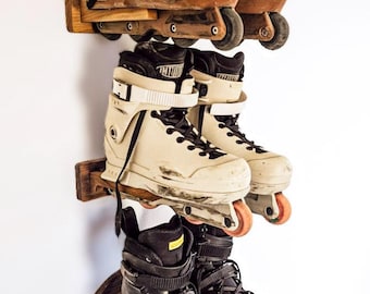 Handgemaakte houten inline skate muurbeugel | Agressief skatedisplay