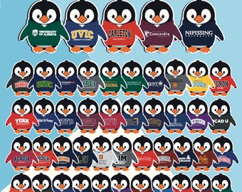 Penguin in University Sweater | Laptop Sticker, Scrapbook Sticker, Canadian University, Journal Sticker, Cute Penguin Sticker