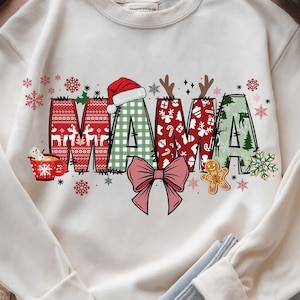 Christmas Mama Coquette Png, Mama Claus png, Christmas Tree Cake png, Christmas coquette bow png, Doodles Xmas, Candy Cane Santa Hot Cocoa
