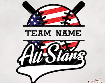 All Stars SVG Softbol SVG, Plantilla svg de béisbol, Equipo de Softbol, Equipo de Béisbol, Costura, Archivo de Corte