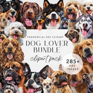 Dog Clipart, Dog Clipart Bundle, Dog Breeds PNG, 280 Dog Sublimation Designs, Cute Dogs Digital Illustration, Puppy Portrait Prints