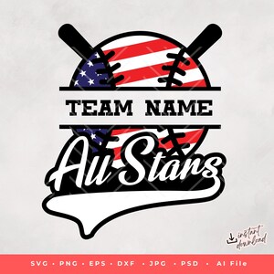 All Stars SVG Softball SVG, Baseball svg template, Softball Team, Baseball Team, Stitching, Cutting File