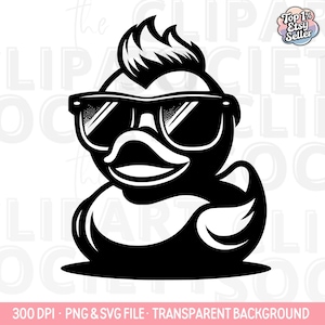 Duck With Sunglasses Svg & Png, Rubber Duck Clipart, Duck Vector Image, Bath Duck Silhouette, Sublimation Design, Duck Cut File