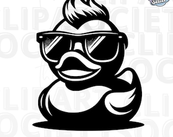 Duck With Sunglasses Svg & Png, Rubber Duck Clipart, Duck Vector Image, Bath Duck Silhouette, Sublimation Design, Duck Cut File