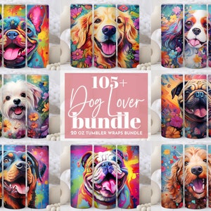 Dog Tumbler Wrap Bundle, Dogs Sublimation Bundle, Dog PNG Bundle, Designer Tumbler Sublimation Designs