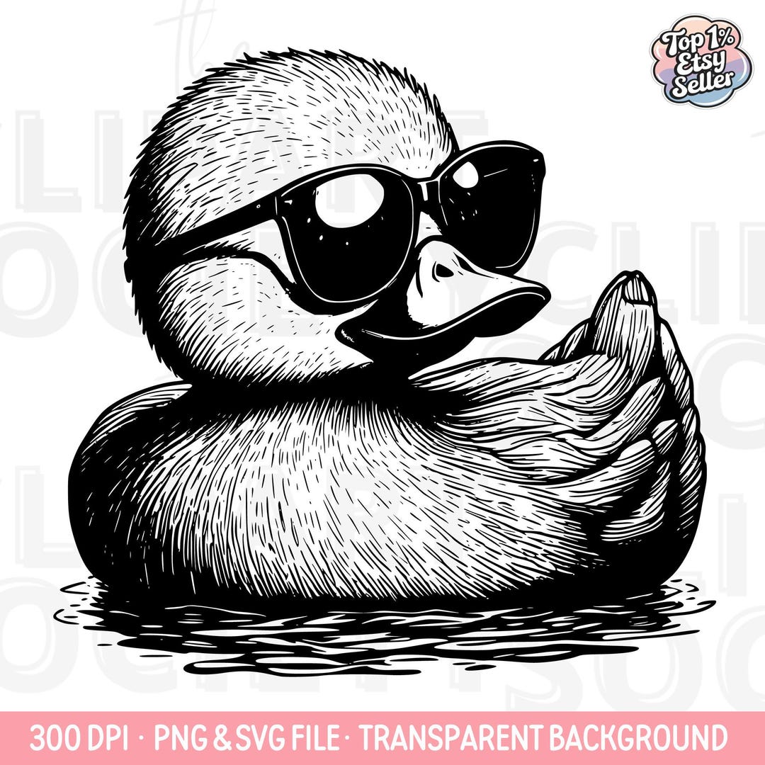 Duck With Sunglasses Svg & Png, Rubber Duck Clipart, Duck Vector Image ...
