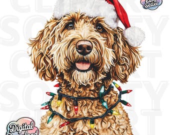Weihnachten Doodle Hund PNG, Weihnachten Goldendoodle Clipart, Urlaub Labradoodle Sublimationsdesign, Tshirt Grafik, digitaler Download