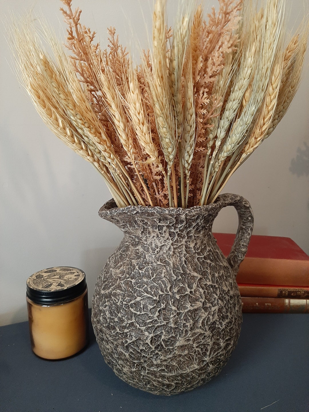 Jarrón De Cerámica Texturizada De Color Marrón Y Beige, Decoración