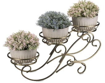 Soporte vintage de metal para plantas, soporte para plantas de exterior, soporte para plantas de interior, regalo de hierro para ella, soportes para plantas de interior, soporte para plantas de 3 niveles