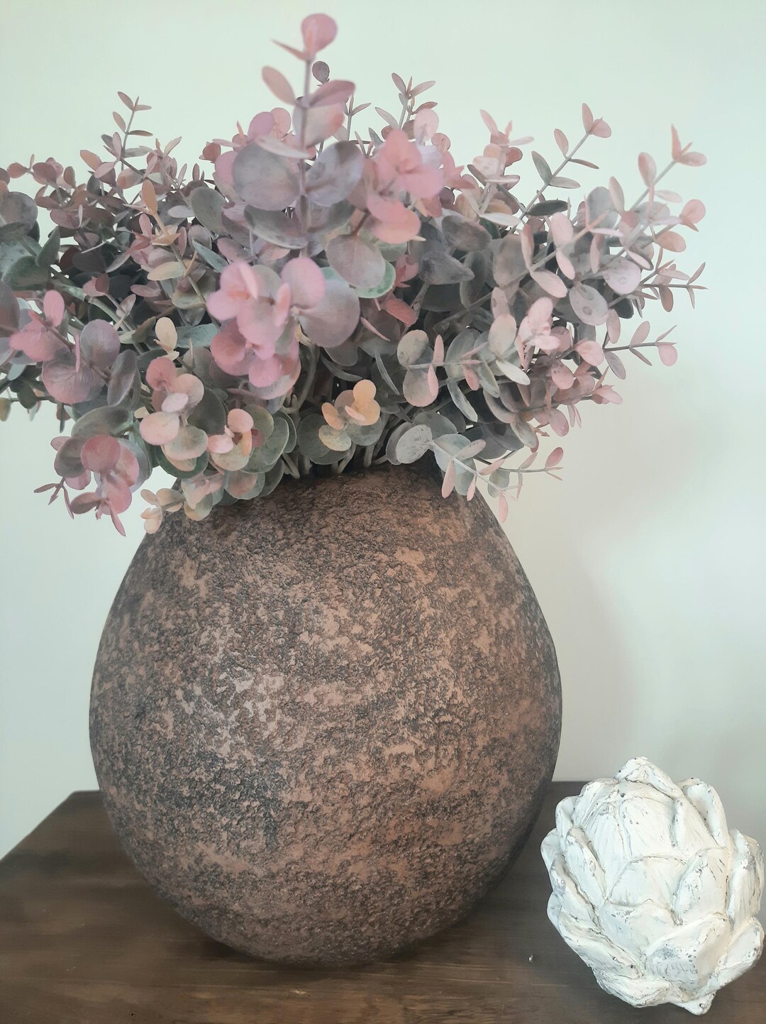 Large Brown Vase with Faux Textured Finish