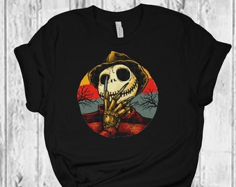 Jack Skellington, Freddy Krueger, Horror Tshirt, Halloween Shirt, Jack Freddy Krueger Shirt