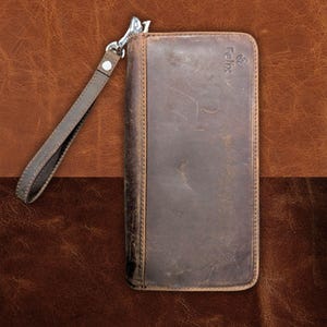 Cartera de mano de cuero Contactos, Cartera de mano para hombre, Cartera de cuero genuino, Tarjetero para teléfono de negocios de gran capacidad, Organizador