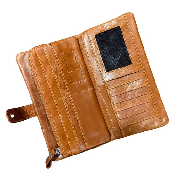 Genuine Leather  Vintage Clutch Long Wallet Business ID Card Holder