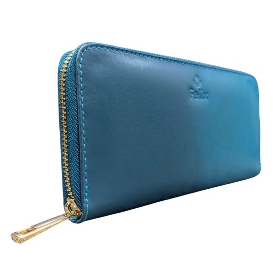 Zipper Womens Wallet, Personalized Leather Wallet with Custom Engraving, Long Wallet Handmade Gift for Her